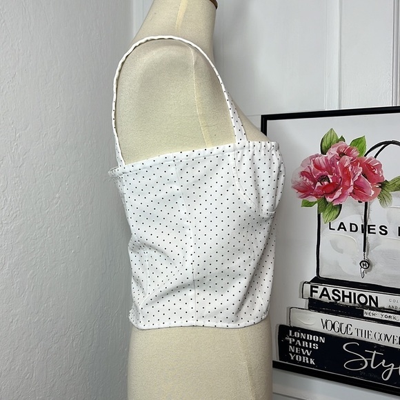 Danielle Bernstein White Polka Dot Crop Top Size 4 - Picture 4 of 8